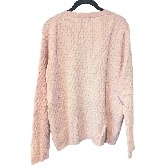 Tommy Hilfiger Pink Cable Knit Sweater Barbiecore V-Neck Baby Pink - Picture 3 of 6